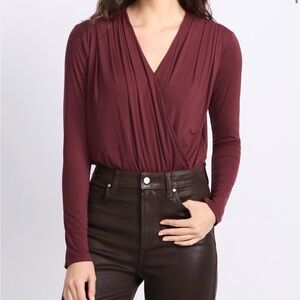 NWT - Nine Britton Long Sleeve Surplice Knit Bodysuit